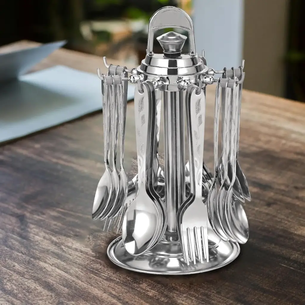 24 Pieces Lily Cutlery Set Stainless Steel with Stand